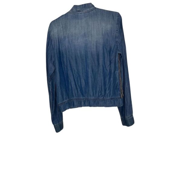 Cloth & Stone Women's Bomber Jacket Blue Zip Front Size L Pockets - Picture 7 of 8